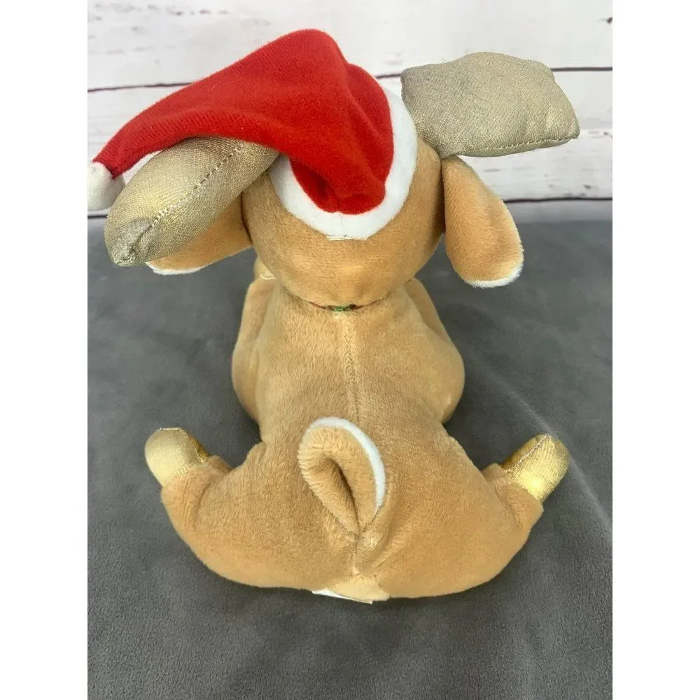 Christmas Reindeer Wearing a Santa Hat Plush stuffed‎ animal toy